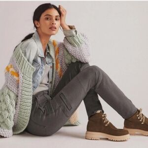 Anthropologie Pants Leggings Slip On Gray Size L Pullon High Waist Pockets